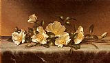 Famous Roses Paintings - Cherokee Roses On A Light Gray Cloth
